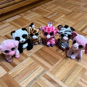 Beanie boos Corky,Bamboo, Safari, Twigs,Izzy and Ellie